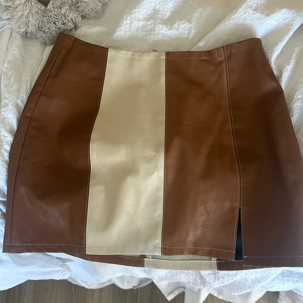 Leather mini skirt